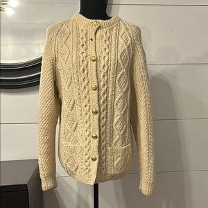 Cream Cable Knit Cardigan Sweater